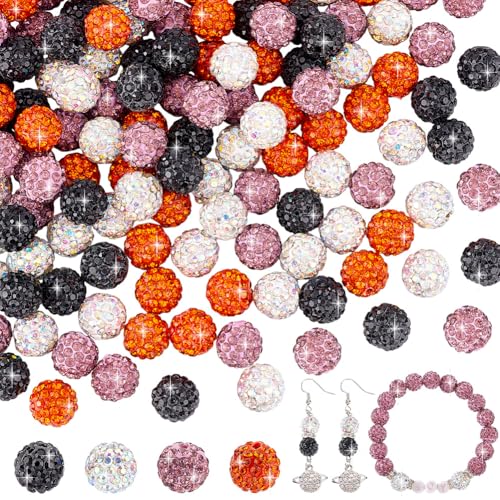 PH PandaHall 10 mm Strass-Ton-Perlen, 120 Stück, Polymer-Ton-Kristallperlen, 3 Farben, glitzernde Kristall-Ton-Perlen, Pavé-Fassung, Discokugel-Perlen für Schmuckherstellung, Armbänder, Halsketten, von PH PandaHall