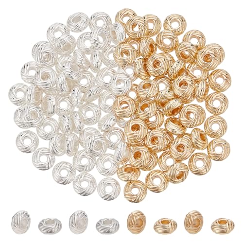 PH PandaHall 100PCS Rondelle Abstandshalter Perlen Gold Silber String Perlen 6mm Wicklung Abstandshalter Perlen Lose Metallperlen für DIY Halskette Armband Ohrring Schmuck machen Loch: 2,5 mm von PH PandaHall