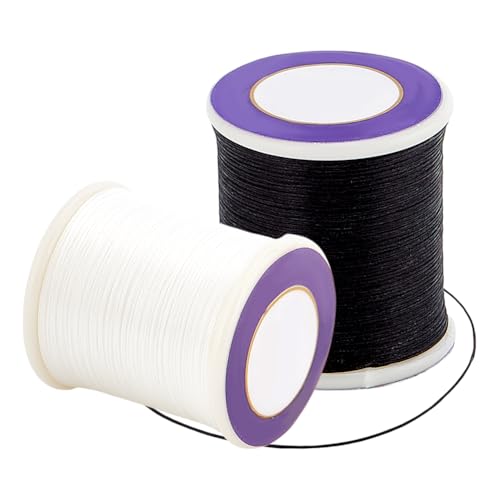 PH PandaHall 100m 0.1mm Perlenfaden, Schwarz Weiß Armband String 2 Rollen Saatperlenschnur Beschichtete Perlenschnur Nylon-Nähgarn für Stitching Beading Bracelet Necklace Jewelry Making von PH PandaHall