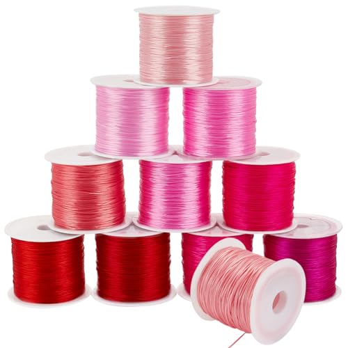 PH PandaHall 11 Farbe 590.4 Yards Rosa Elastische Schnur 0.8mm Flach Dehnbare Armbandschnüre Kristallfarbene Elastische Kordel Dehnbarer Perlenfaden Für Perlen Armbänder Schmuckherstellung von PH PandaHall