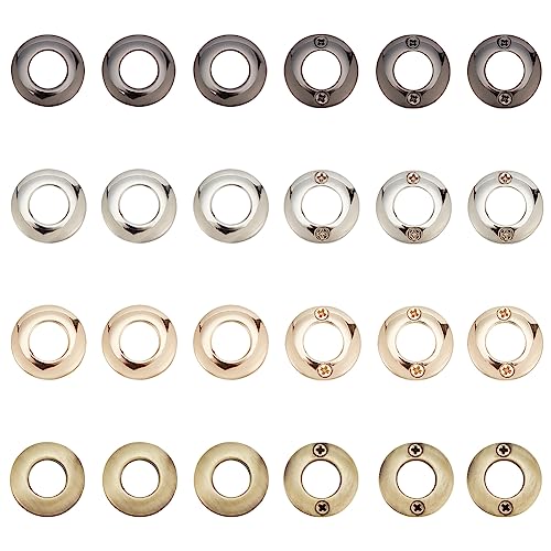 PH PandaHall 12 Set (24 Stück) Schraubösen Ring 4 Farben Metall Schraubringe 21 mm runder Geldbörsenring Legierung Geldbörse Schlaufe Griff Verbinder für Vorhang Planen DIY Tasche Geldbörse Reparatur von PH PandaHall