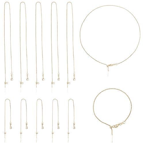 PH PandaHall 12 Stück 14K Vergoldete Messing Kastenkette Für Damen Gliederkette Armband Für Damen Verstellbare Goldene Ketten Bulk Halskette Für DIY Schmuckherstellung Handwerk von PH PandaHall