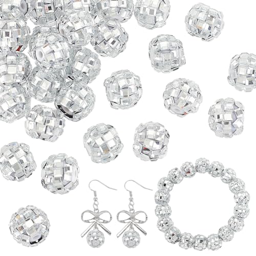 PH PandaHall 12 mm Strass Perlen 30 Stück Disco Kugel Perlen Diamant Perlen Kristallperlen Glitzernde Lose Perlen Runde Perlen Für Stift Armband Halskette Ohrringe Schmuckherstellung von PH PandaHall