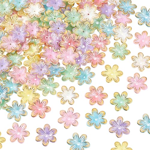 PH PandaHall 120 Stück Blumenperlenkappen 1 Zoll Blumen Endkappen Bunte Acryl Perlenkappen Floral Spacer Lose Perle Für Ohrringe Armband Schmuckherstellung von PH PandaHall