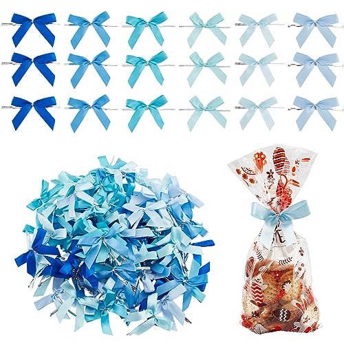 PH PandaHall 120 Stück Gedrehte Krawattenschleife Blau Serie 5.8 Bandschleifen Verpackungsschleifen Geschenk-Zugschleifen Für DIY Geschenkpapier Dekoration Hochzeit Weihnachten Party Dekoration von PH PandaHall