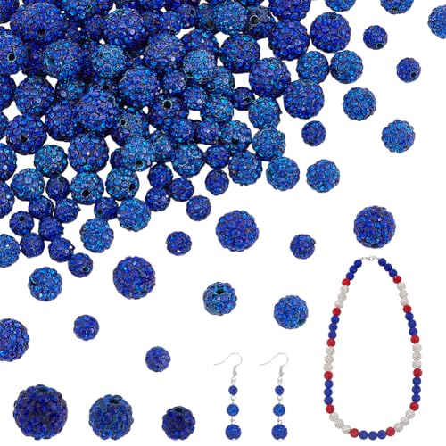 PH PandaHall 120pcs Strass Perlen 6mm 8mm 10mm Blauer Kristall Glänzende Perlen Polymer Clay Perlen Disco Craft Perlen Perlen Perlen Stift Perlen für Armband Halskette Schmuck machen und DIY Craft von PH PandaHall