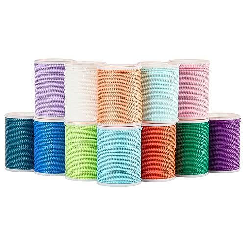 PH PandaHall 132m Gewachstes Nähgarn Aus Polyester 1mm Gewachstes Nähgarn 12 Farben Schmuck Bastelseil Mit Spule Für DIY Makramee Perlen Armbänder Halsketten Schmuckherstellung von PH PandaHall