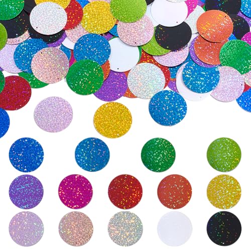 PH PandaHall 14 Farben Flache Runde Pailletten 5cm große Pailletten 140pcs Bunte Pailletten Lose Pailletten Glitter Bastelbedarf Pailletten Verschönerung Pailletten mit Doppellöchern für DIY Craft von PH PandaHall