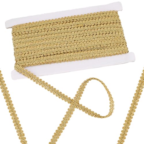 PH PandaHall 15.3 Yards Golden Gimp Braid Trim 1/2 Zoll Polyester Zopfband Filigrane Gimp Braid Trim Gewebte Zopfbesatz Zum Nähen Vorhang Kostüm von PH PandaHall