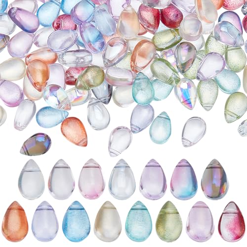 PH PandaHall 150PCS Teardrop Glasperlen, 15 Farben Wassertropfen Kristallglasperlen Bunte lose Perlen Charms Anhänger für DIY Kunsthandwerk Schmuck machen Kostüm Embellishments von PH PandaHall