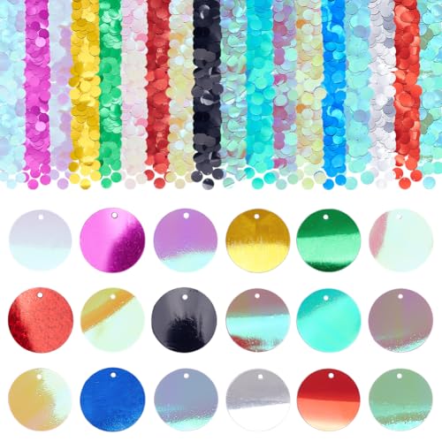 PH PandaHall 1530pcs Pailletten 10 Farben Craft Pailletten PVC Pailletten mit Löchern Runde Pailletten Transparente lose Pailletten 20mm schillernde Pailletten für DIY Kunsthandwerk von PH PandaHall