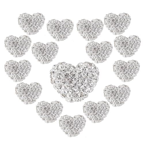 PH PandaHall 16 Stück Herz Strass Perlen Kristall Perlen Polymer Ton Pflaster Diskokugel Perlen Für Valentinstag Armband Halskette Ohrringe Weihnachten 10x12mm von PH PandaHall