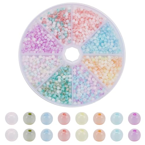 PH PandaHall 1600PCS 8 Farben Glas Saatperlen 3mm 8/0 Bunte Taille Perlen Kleine Bastelperlen Mini-Glasperlen Tiny Spacer Perlen Saatgut-Perlen für Armband-Schmuckherstellung von PH PandaHall