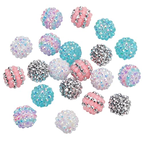 PH PandaHall 16mm Strass Perlen Runde Disco Ball Perlen Resin Crystal Chunk Perlen Stift Perlen Lose Perlen 20PCS Bling Perlen für Armband Halskette Stift Schmuckherstellung Loch: 2.5mm von PH PandaHall