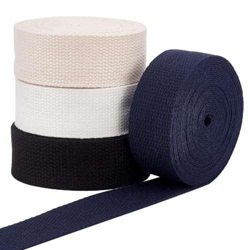 PH PandaHall 18.2m Polycotton Gurtband 4 Farbiges Gurtband Zum Nähen von Köperband 32mm/1.26" flache Gurtbandrolle Für Die Herstellung von Handtaschen Umhängetaschenriemen Handtasche Tragetasche von PH PandaHall