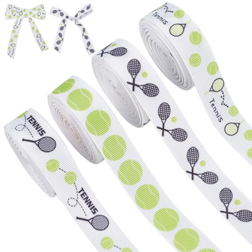 PH PandaHall 18.3m Tennis-Band, 19mm Sport-Band Polyester-Grosgrain-Band Ball-Bastelband Sport-Haarband für Geschenkverpackungen, Haarschleifen, Basteln, Nähen, Partydekoration, 4 Styles von PH PandaHall