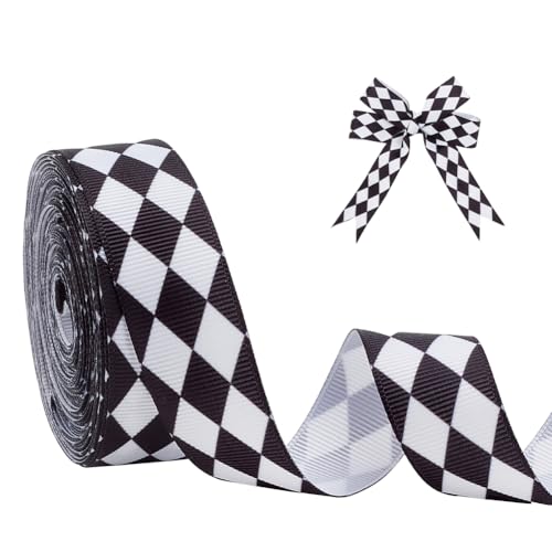 PH PandaHall 18m schwarz und weiß kariertes Band, 2,18cm Karo-Band Weihnachten Gingham Farbband für Weihnachten Bogen Home Decor Wrapping Urlaub DIY Party von PH PandaHall