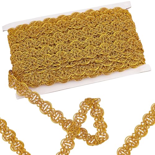 PH PandaHall 19.7cm Metallisch Geflochtene Spitzenbesatz Polyester Gimpen Zopfbesatz Filigranes Spitzenband Zum Nähen von Vorhängen Kostümen Und Kleidung Dunkelgolden von PH PandaHall