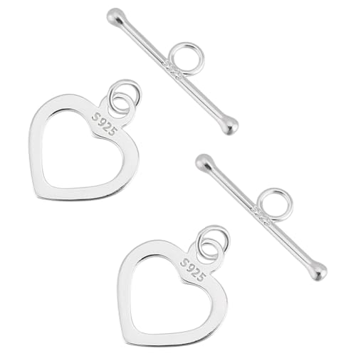 PH PandaHall 2 Stück 925 Knebelverschlüsse Aus Sterlingsilber Herz OT Verschluss T Stab Verschluss Liebesherz Verschluss Metallverschluss Charms Für Halsketten Schmuckherstellung Valentinstag von PH PandaHall