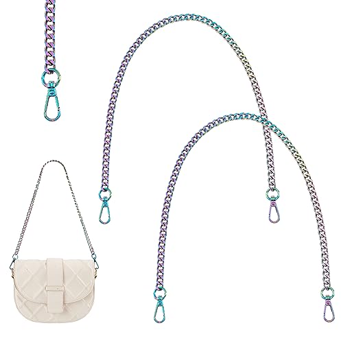 PH PandaHall 2 x Geldbörsen Kettenriemen 60cm Regenbogen Taschen Ersatzkette Mit Drehverschluss Aus Legierung Für Schulter Cross Body Sling Handtasche Geldbörse Clutch Bequemer Metallriemen von PH PandaHall