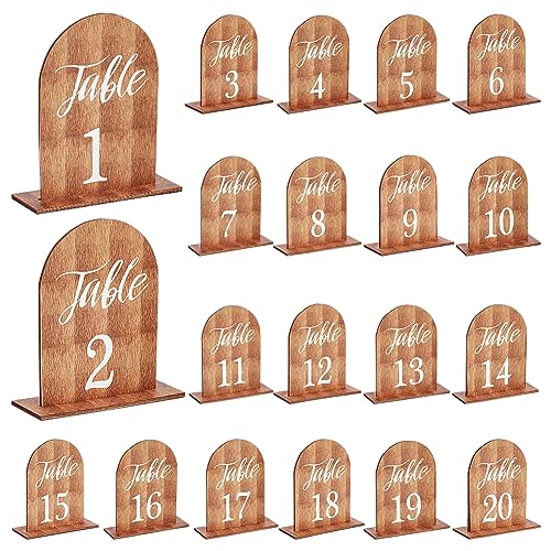 PH PandaHall 20 Sets Tischnummern Tischschilder Für Hochzeiten Aus Holz Mit Ständern Selbstständer Hochzeits Tafelaufsätze Holzschilder Für Hochzeit Empfang Veranstaltung Party Restaurant von PH PandaHall