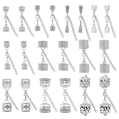 PH PandaHall 20 Stück 10 Stile Kordel Endkappen Seil Endkappen Lederarmband Set Zur Schmuckherstellung Endspitze Perlenkappe Bügel Endverbinder Mit Karabinerverschlüssen von PH PandaHall