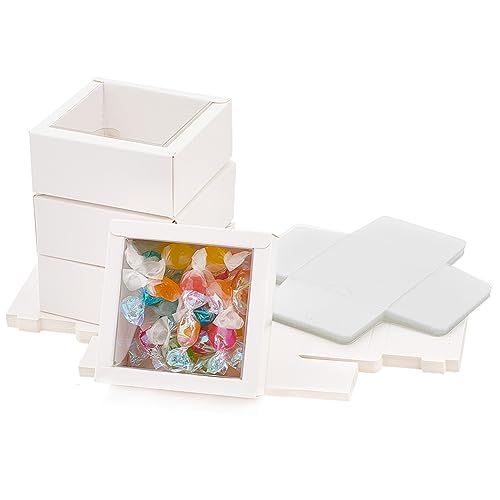 PH PandaHall 20 Stück Weiße Mini Kraftpapierbox Mit Fenster 8.4x8.6x4 cm Mini Seifenbox Leckerli Box Geschenkbox Schmuckschatullen Verpackung Für Geschenk Ring Ohrring Selbstgemachte Seife Hochzeit von PH PandaHall