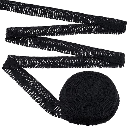 PH PandaHall 20 Yards Baumwollquaste Fransenborte 6,3 cm Baumwolle Blume Spitzenband Quaste Band Nähen Boho Makramee für Hochzeit Kleidung Vorhang Kissen Teppich Heimdekoration Schwarz von PH PandaHall