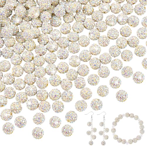 PH PandaHall 200 Stück 10 mm Strass-Ton-Perlen, runde Kristallperlen, Großpackung für Schmuckherstellung, Discokugel-Perlen für Weihnachten, Heimdekoration, Bastelperlen für Armbänder, von PH PandaHall