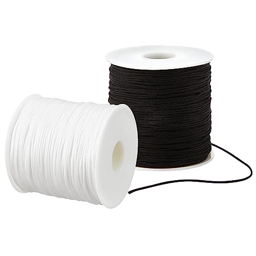 PH PandaHall 200 Yards Nylon Armbandschnur, 1mm Nylonfaden Schnur Perlenfaden Schwarz Weiß Chinesische Knotenschnur für Freundschaftsarmband Halskette Schmuckherstellung DIY Makramee Handwerk von PH PandaHall