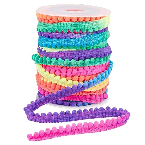 PH PandaHall 22.8m Regenbogen Pompoms Bänder zum Nähen 11mm Breiter Kugelfransenbesatz Quastenbesatz Nähen Spitzenband Mit 4mm Pompons Für Zuhause Vorhang Kissen Kleidung DIY Basteln Party Dekoration von PH PandaHall