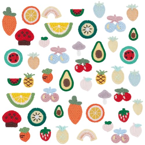 PH PandaHall 23 Styles Obst nähen auf Patches 92pcs Erdbeere gestickt Patches Kirsche Applique Patches Karotte Applique Embellishment Pfirsich Ananas Patches für Nähen Kleidung Kleid Hut Rucksäcke von PH PandaHall