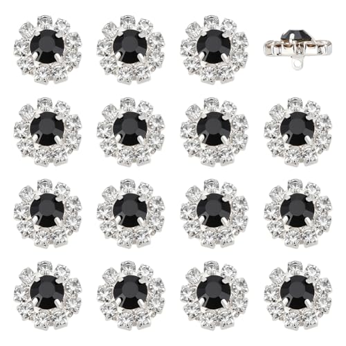 PH PandaHall 24 schwarze Strass-Knöpfe, Verzierungen, Silberblumen, Kristallknöpfe, Dekoration, Blume, Strass, Nähschaft, Knopf für DIY, Schmuck, Kleidung, Hochzeit, Bastelzubehör PH PandaHall 24 schwarze Strass-Knöpfe, Verzierungen, Silberblumen, Kristallknöpfe, Dekoration, Blume, Strass, Nähschaft, Knopf für DIY, Schmuck, Kleidung, Hochzeit, Bastelzubehör von PH PandaHall