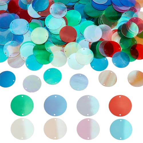 PH PandaHall 240g 8 Farben Flache Runde Pailletten Paillettes 2.9cm große Pailletten für Kunsthandwerk PVC lose Pailletten und Spangles Bulk Pailletten für DIY Nähen Kunst Projekt Stickerei von PH PandaHall