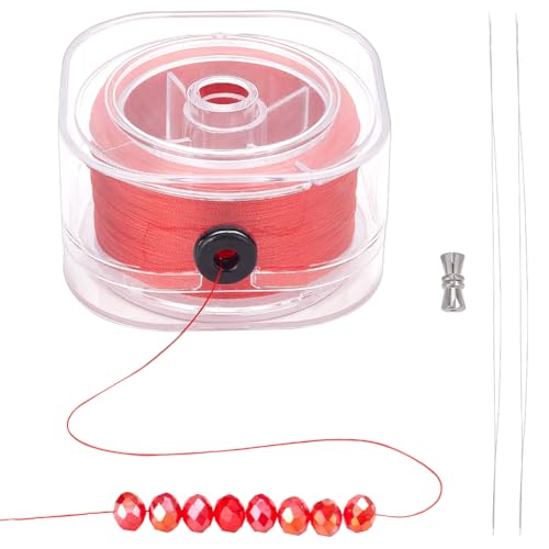 PH PandaHall 246 Yards/225m Nylon Rocailles Perlen Roter Faden Polyesterfaden Armbandschnur Mit Verschlüssen Und Anschlussdraht Für Perlenarmbänder Schmuckherstellung von PH PandaHall