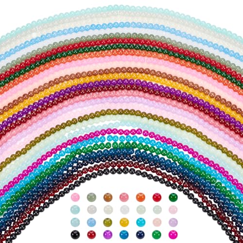 PH PandaHall 2800 Stück 8 mm Glasperlen Zur Schmuckherstellung 28 Farben Runde Lose Kristallperlen Für Schmuck Halskette Armband Telefon Schlüsselband DIY Handwerk von PH PandaHall