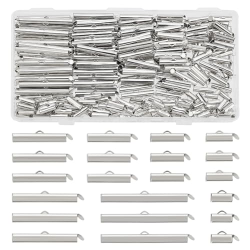 PH PandaHall 280PCS Slide on End Clasp Tubes, 7 Größe Schieber Endkappen Schieberohr Ende Bar Perlen Rohre Bar für Multi-strand Halskette Armband Schmuck machen (10/13/16/20/25/30/40mm) von PH PandaHall