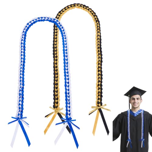 PH PandaHall 2pcs Abschluss Leis 2024 Abschlussfeier Band Lei Geflochtene Graduierung Ehre Cord Halskette Ribbon Glückwünsche Grad Farbband für High School College Student Graduation Geschenk 1.5m von PH PandaHall