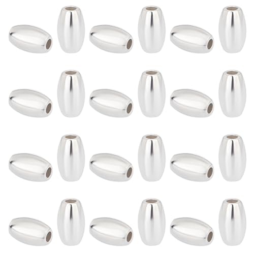 PH PandaHall 30 Stück 925 Sterling Silber Perlen 5.5mm Reis Abstandshalterperlen Ovale Lose Charm Kappen Perlen Kleine Lose Metallperlen Zur DIY Schmuckherstellung Bohrung: 1mm von PH PandaHall