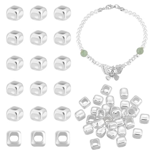 PH PandaHall 30 Stück 925 Sterling Silber Perlen. Glatte Quadratische Abstandsperlen 3mm Lose Glänzende Perlen Würfel Abstandsperlen Für Halsketten Armbänder Schmuckherstellung Bohrung: 1.6mm von PH PandaHall