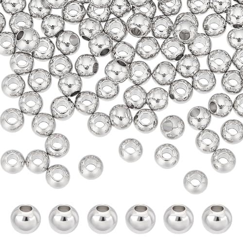 PH PandaHall 300PCS 4mm Abstandshalter Perlen Schmuck Silber Perlen Kleine Messing lose Perlen Glatte runde Perlen Metall-Seed-Perlen für DIY geschichteten Halskette Armband Schmuck machen von PH PandaHall