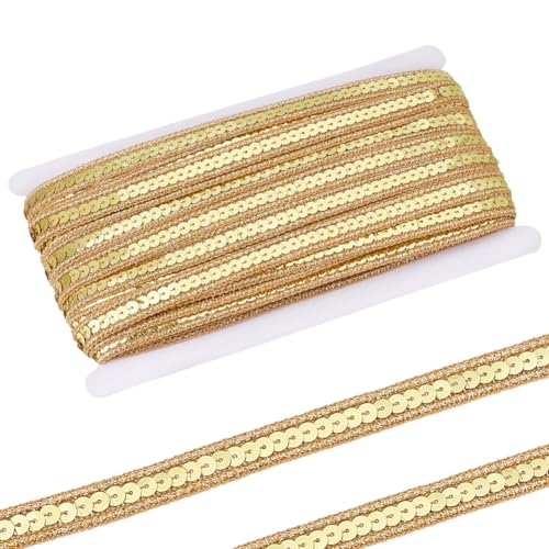 PH PandaHall 32.9m Goldene Paillettenbandbesatz 13mm Pailletten Zopfbesatz Glitzerband Pailletten Spitzenbesatz Zum Nähen DIY Basteln Kostüm Heimdekoration von PH PandaHall