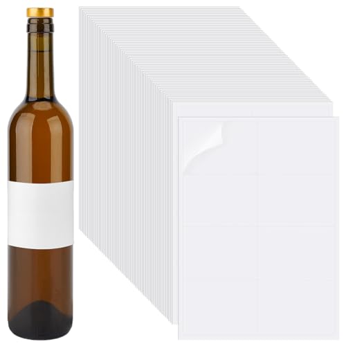 PH PandaHall 320 Stück Selbstklebende Weinflaschenetiketten 9.7x7cm Bedruckbare Etikettenaufkleber Für Wein Hochzeit Verlobung Jahrestag Cocktailparty 40 Blätter von PH PandaHall