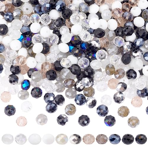 PH PandaHall 384 Stück 12 Farben Kristallperlen 8mm Facettierte Glasperlen Briolette Rondelle Perlen Spacer Perlen Für DIY Schmuck Armband von PH PandaHall