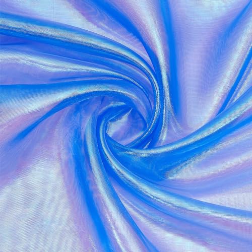 PH PandaHall 3m Organza Scher Stoff Blaues Spitzen-Stoffband Holographischer Gaze-Stoff Schillernde Craft Stoff Spitze für Vorhang Hochzeitskleid DIY-Zubehör Home Decor Fotografie Hintergrund von PH PandaHall