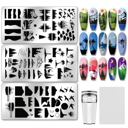 PH PandaHall 3pcs Natur Nagel Stempel Schablonen Forest Nails Art Stencils Mountain Nail Art Schablonen Night Sky Print Nails Stencils mit Stamper und Scraper für Frauen DIY Maniküre Salon 12x6cm PH PandaHall 3pcs Natur Nagel Stempel Schablonen Forest Nails Art Stencils Mountain Nail Art Schablonen Night Sky Print Nails Stencils mit Stamper und Scraper für Frauen DIY Maniküre Salon 12x6cm von PH PandaHall