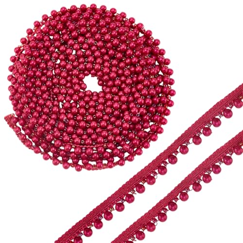 PH PandaHall 4,5 Meter Perlenspitzenbesatz Kunstperlen Spitzenband lila Bänder Trim mit 6 mm Perlen Perlen Nähen Trim Perle Applikation Quaste Rand Trim zum Nähen Hochzeit Dekoration von PH PandaHall