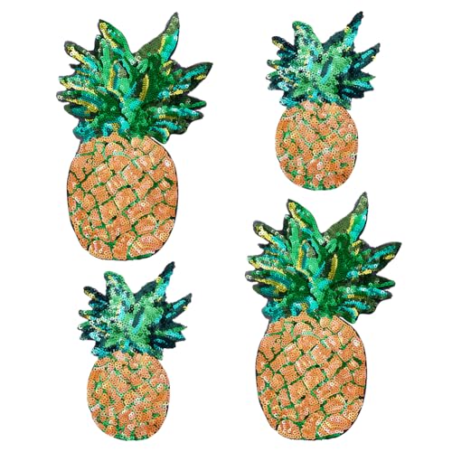 PH PandaHall 4 Stück Ananas Aufnäher Zum Aufbügeln 2 Größen Große Ananas Aufkleber Glitzernde Pailletten Aufnäher Bestickte Dekorative Aufnäher Für Kleidung 28.5/26cm von PH PandaHall