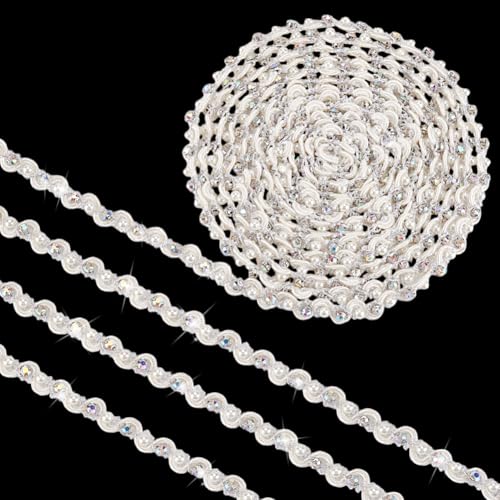 PH PandaHall 4 Yards Weißes Perlen Spitzenband Gewelltes Spitzenband 3/8 Zoll (10mm) Perlen Spitzenband Strass Spitzenbesatz Für Kostüm Vorhang DIY Basteln Schmuck Party Dekor von PH PandaHall