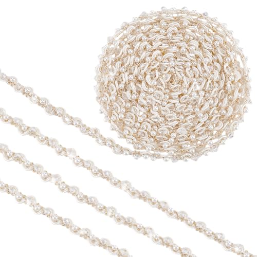 PH PandaHall 4 Yards Weißes Gewelltes Spitzenband 3/8 Zoll (10mm) Perlenfransen Applikations Spitzenband Für Kostümvorhänge Basteln Schmuck Party Dekoration von PH PandaHall